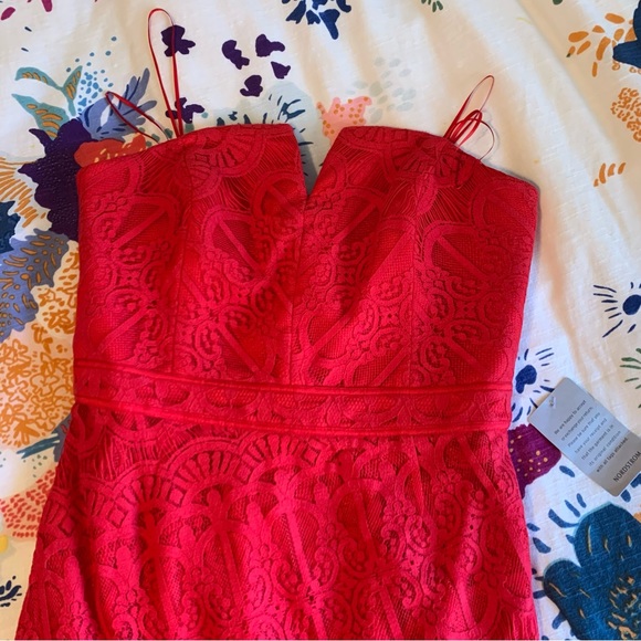 Adelyn Rae red strapless high low lace dress - Picture 10 of 11